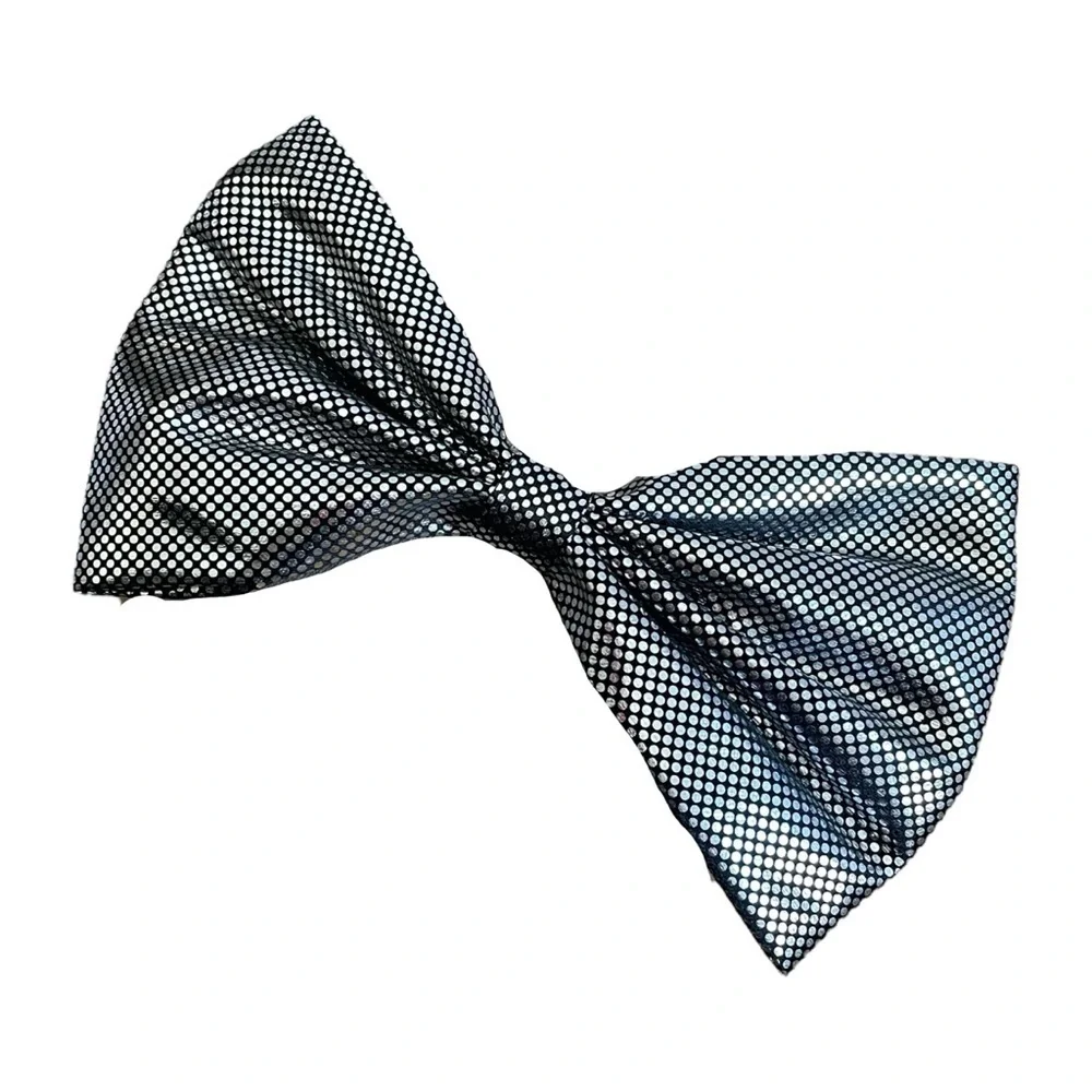 4/$25 Silver Metallic Black Polka Dot Bow Girls Hair Clip